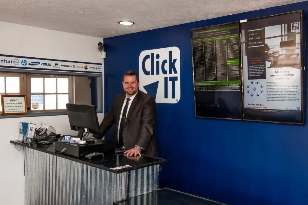 Greeting customers at Click IT Computer